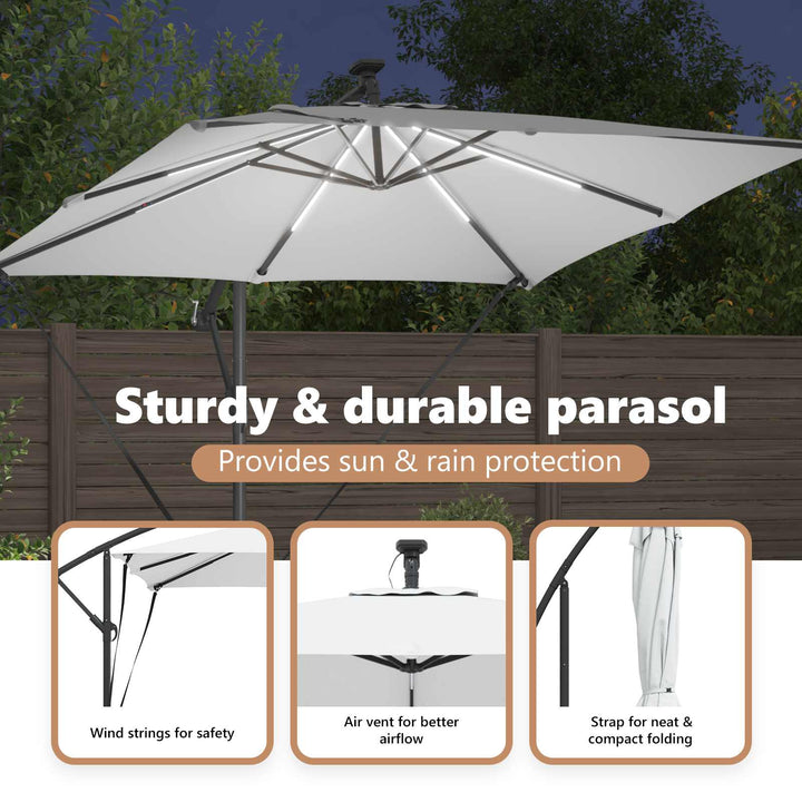 Parasol Sandfarvet 249 x 249 x 250 cm Polyester og Aluminium