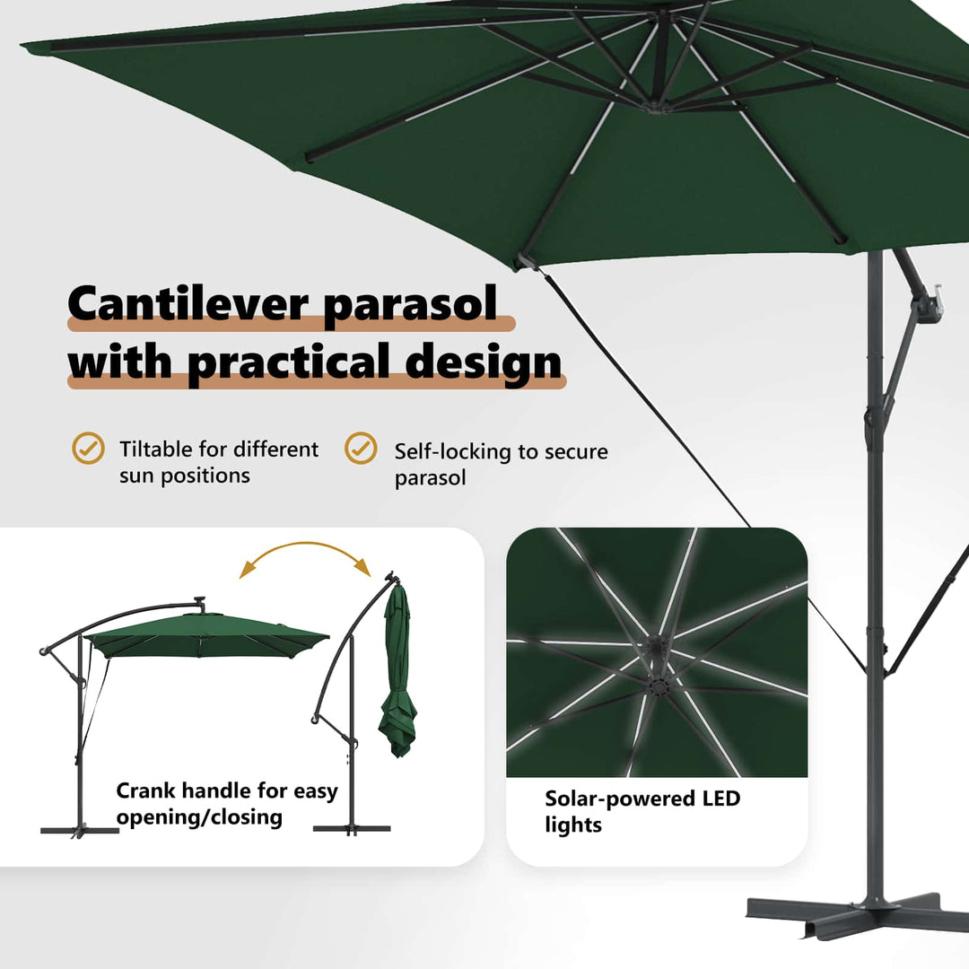 Parasol Grøn 249 x 249 x 250 cm Polyester og Aluminium