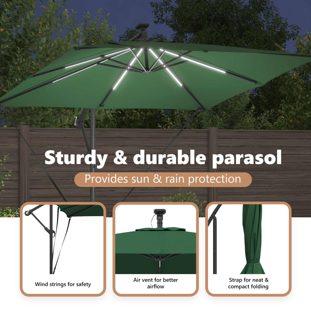 Parasol Grøn 249 x 249 x 250 cm Polyester og Aluminium