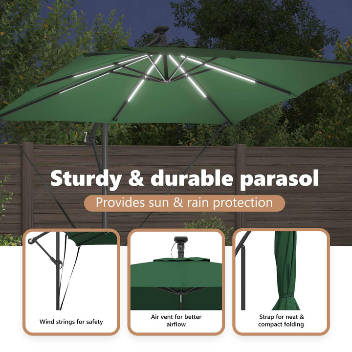 Parasol Grøn 249 x 249 x 250 cm Polyester og Aluminium