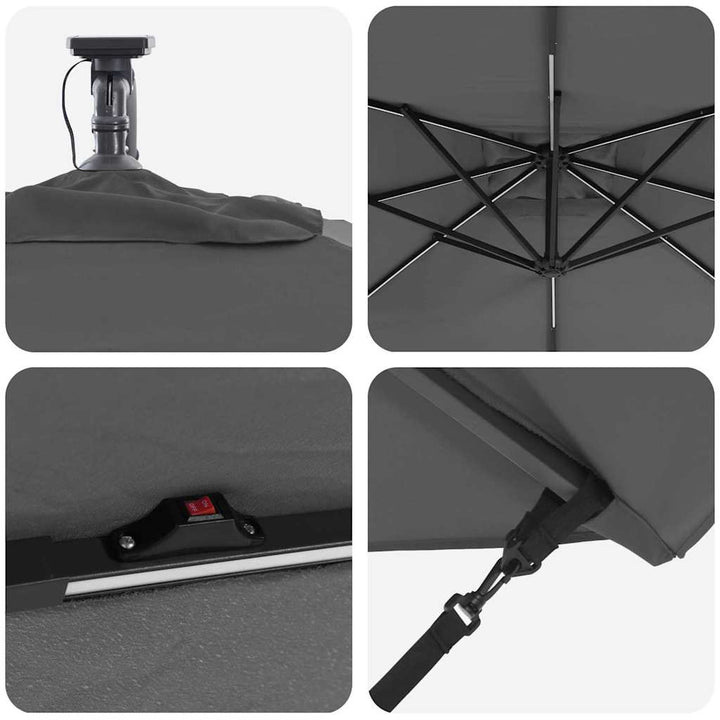 Parasol Antracit 249 x 249 x 250 cm Polyester og Aluminium
