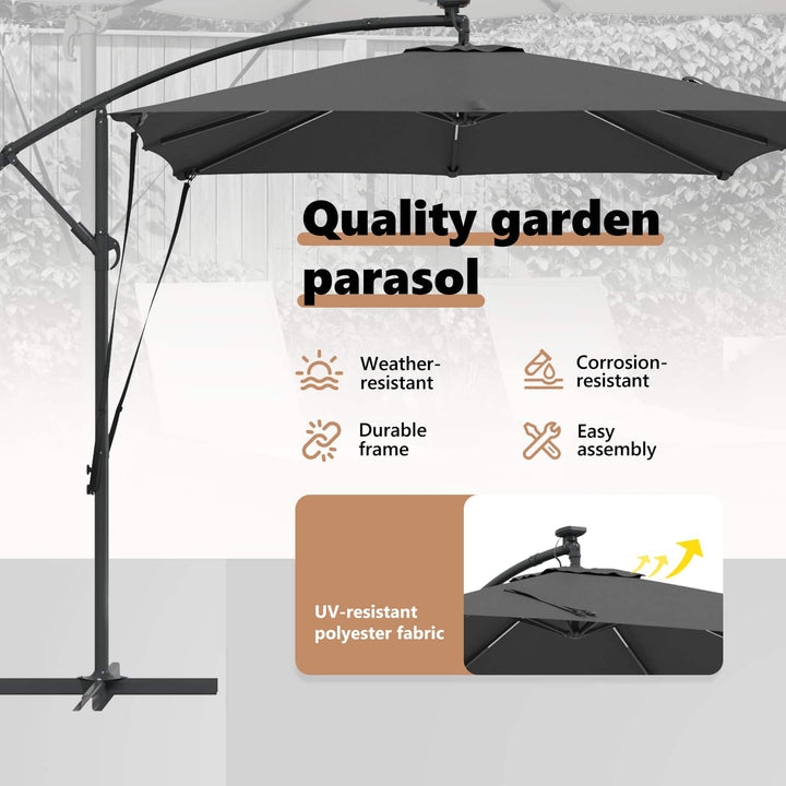 Parasol Antracit 249 x 249 x 250 cm Polyester og Aluminium