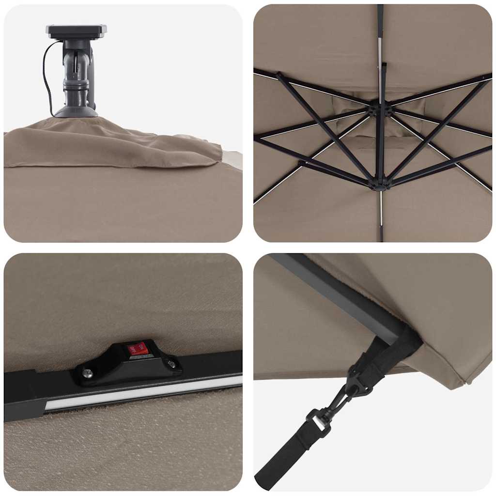 Parasol Gråbrun 249 x 249 x 250 cm Polyester og Aluminium