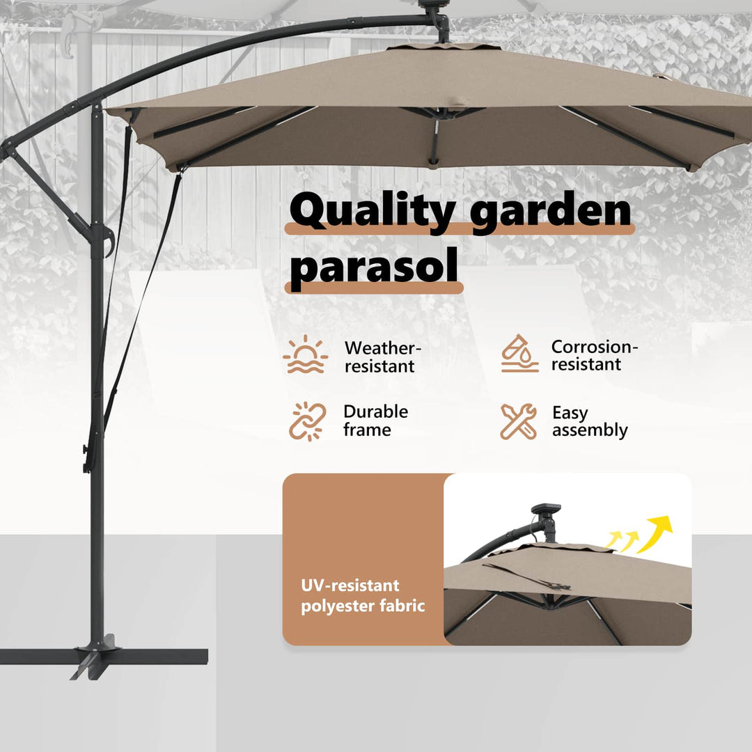 Parasol Gråbrun 249 x 249 x 250 cm Polyester og Aluminium