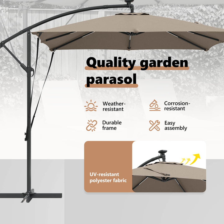 Parasol Gråbrun 249 x 249 x 250 cm Polyester og Aluminium