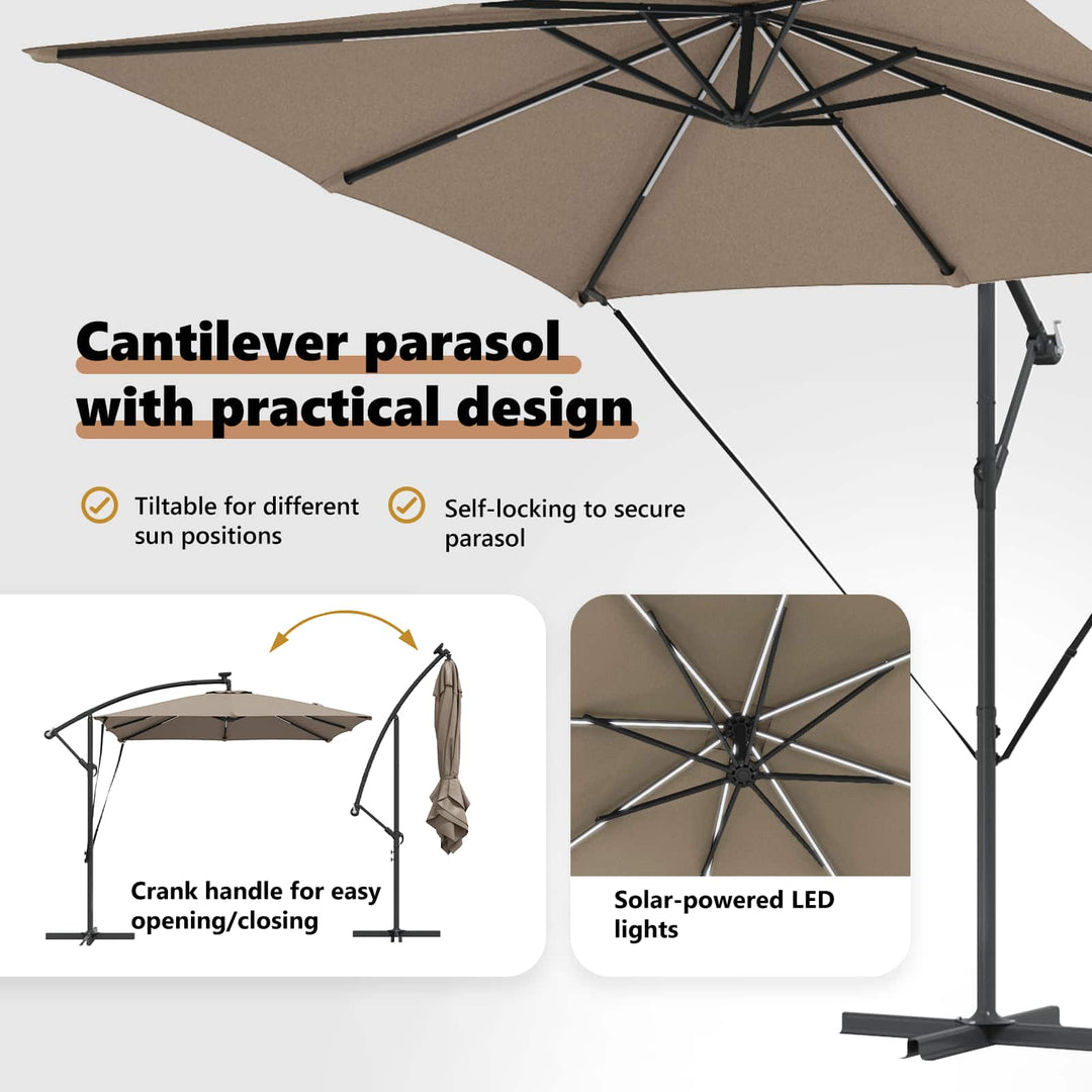Parasol Gråbrun 249 x 249 x 250 cm Polyester og Aluminium