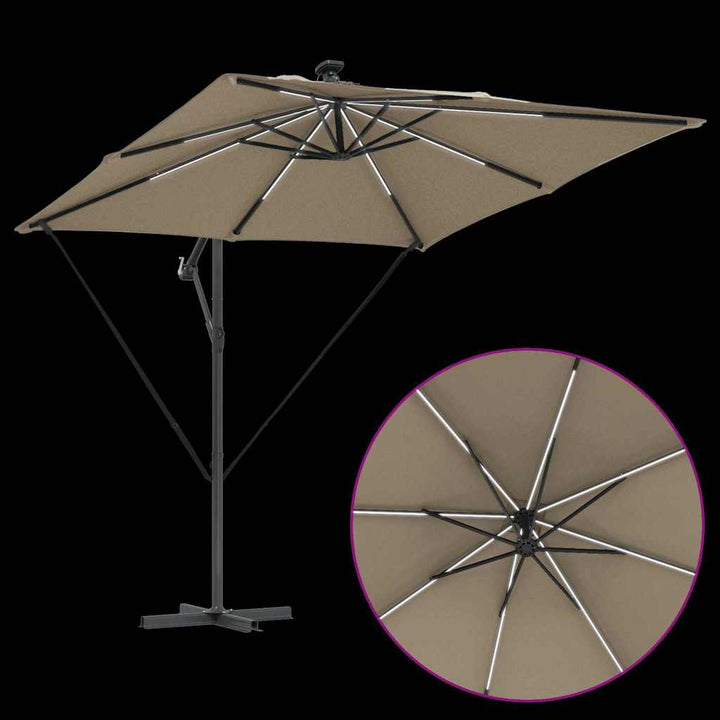 Parasol Gråbrun 249 x 249 x 250 cm Polyester og Aluminium