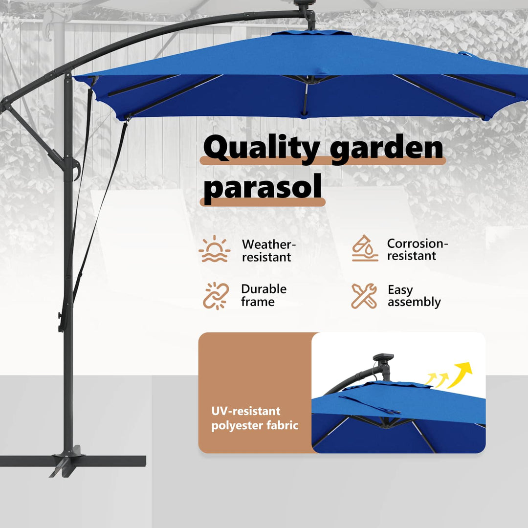 Parasol 249 x 249 x 250 cm Polyester og Aluminium Azurblå