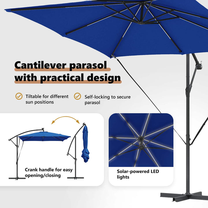 Parasol 249 x 249 x 250 cm Polyester og Aluminium Azurblå