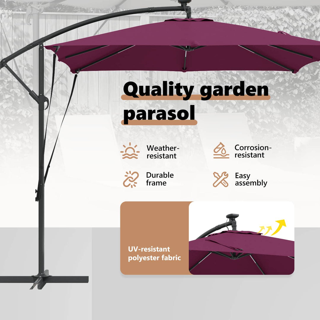 Parasol Bordeaux Rød 249 x 249 x 250 cm Polyester og Aluminium