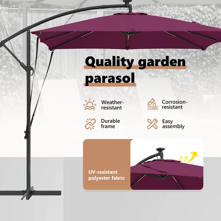 Parasol Bordeaux Rød 249 x 249 x 250 cm Polyester og Aluminium