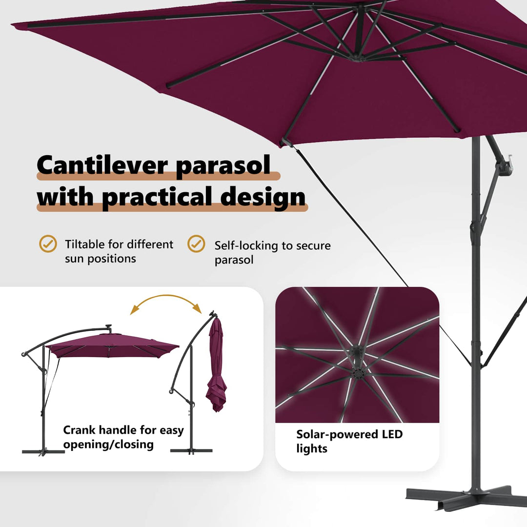Parasol Bordeaux Rød 249 x 249 x 250 cm Polyester og Aluminium