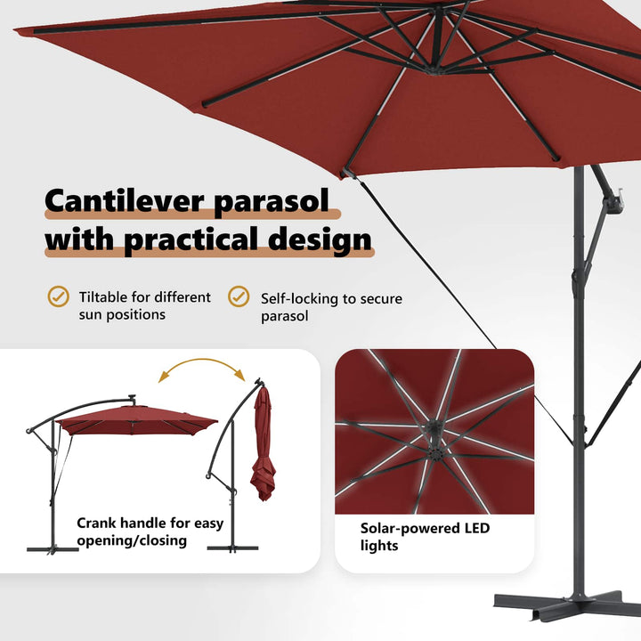Parasol Terrakotta 249 x 249 x 250 cm Polyester og Aluminium