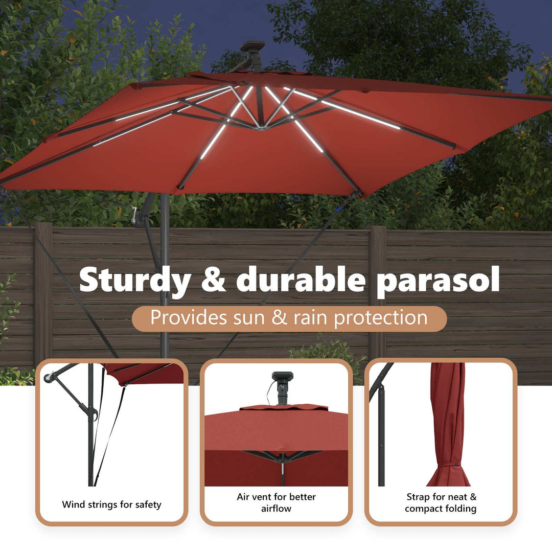 Parasol Terrakotta 249 x 249 x 250 cm Polyester og Aluminium