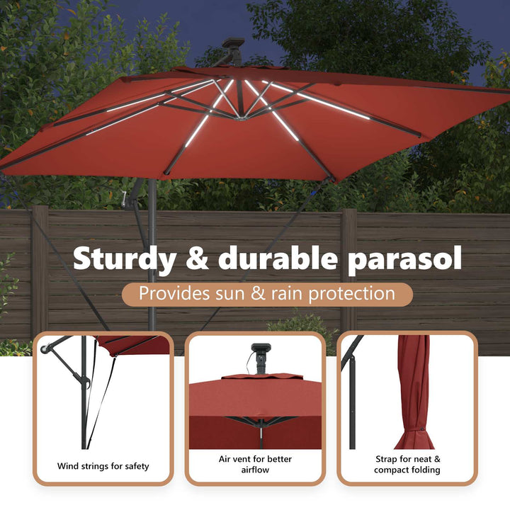 Parasol Terrakotta 249 x 249 x 250 cm Polyester og Aluminium