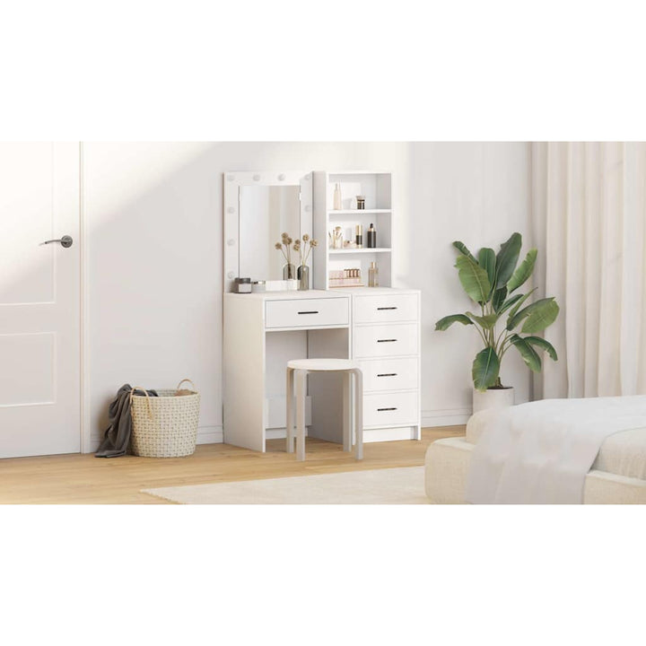 Klædeskab med hylde 2 pcs Hvid 50 x 41 x 135 cm Konstrueret træ