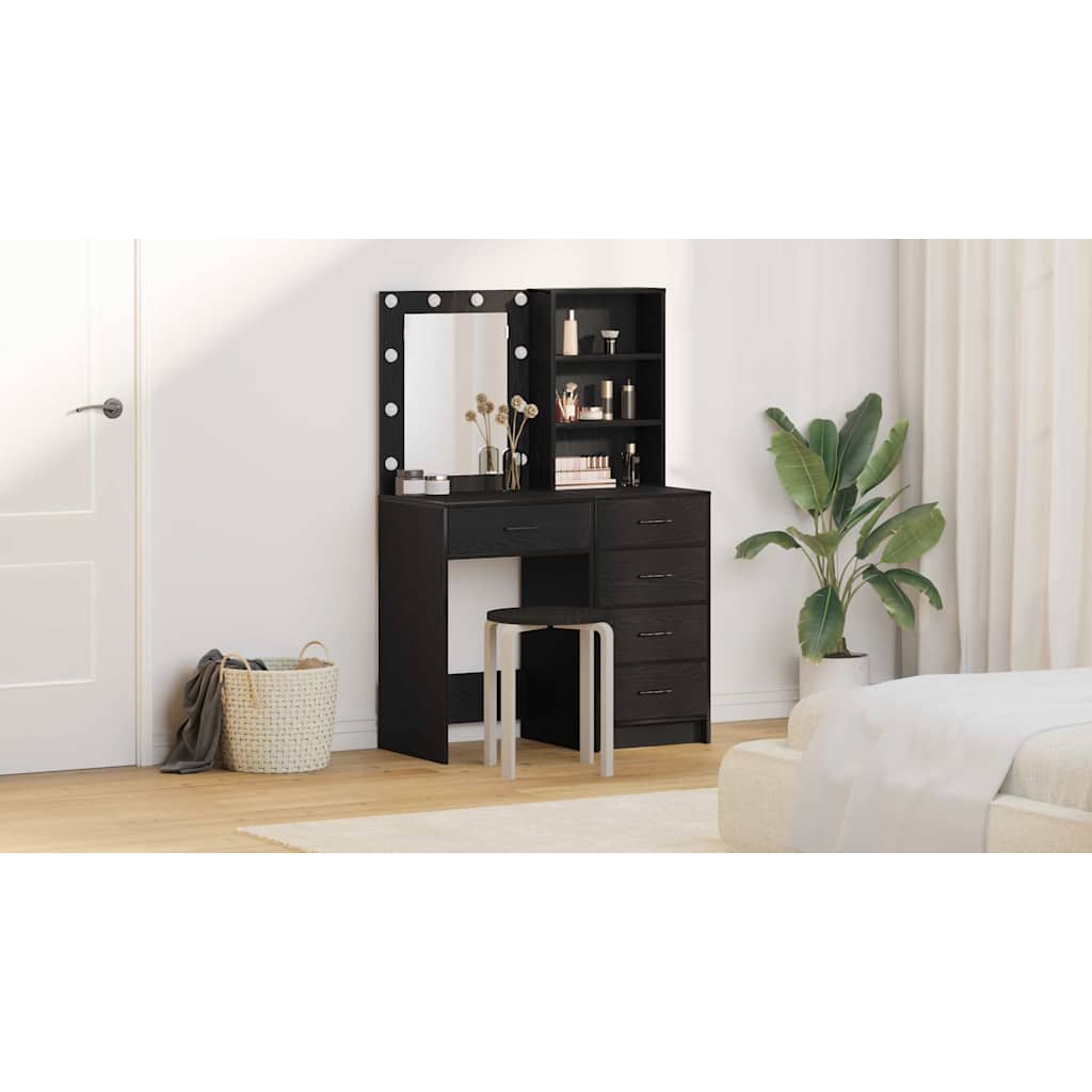 Klædeskab med hylde 2 pcs Sort 50 x 41 x 135 cm Konstrueret træ
