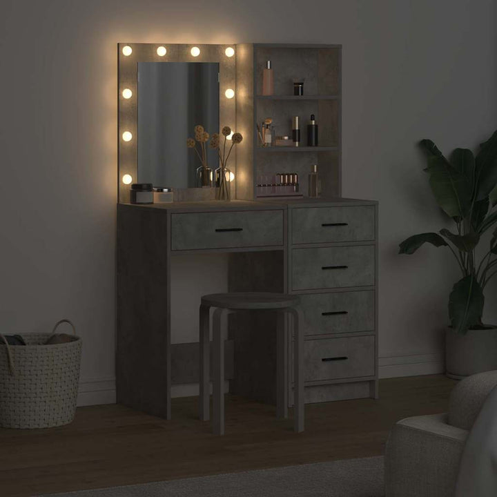 Klædeskab med skuffe 2 pcs Grå 50 x 41 x 135 cm Konstrueret træ