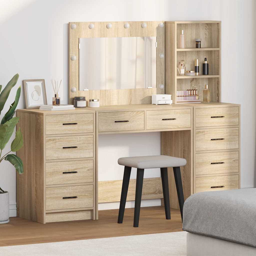 Klædeskab 3 stk. Sonoma eg 78,5 x 41 x 135 cm Konstrueret træ