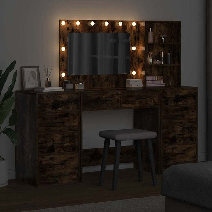Klædeskab 3 stk. Røget eg 78,5 x 41 x 135 cm Konstrueret træ