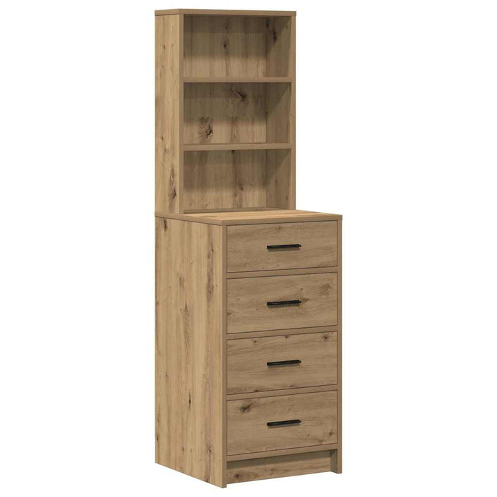 Klædeskab med spejllys 3 pcs Artisan Egetræ Konstrueret træ