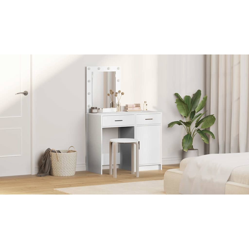 Klædeskab med dør 2 pcs Hvid 50 x 41 x 135 cm Konstrueret træ