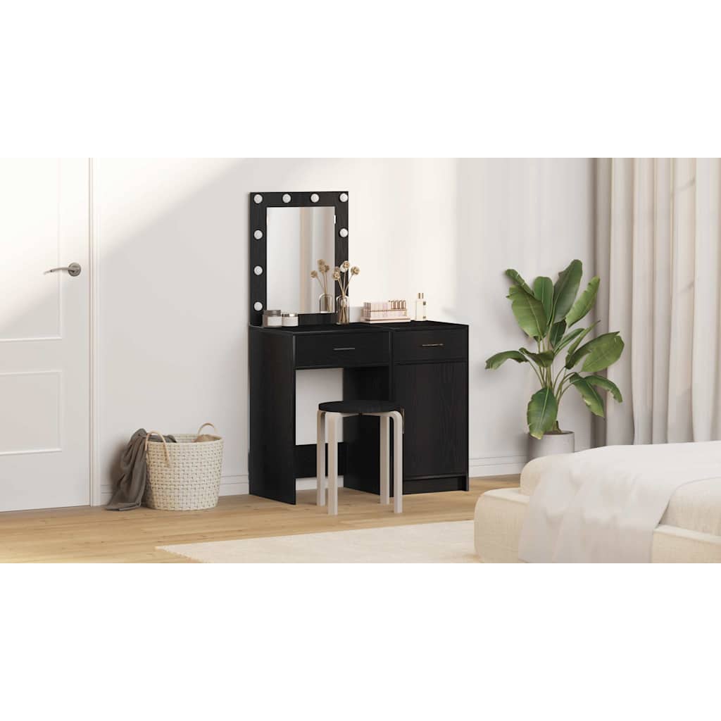 Klædeskab med dør 2 pcs Sort 50 x 41 x 135 cm Konstrueret træ