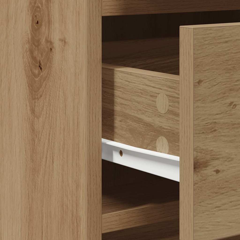 Klædeskab med spejllys med skuffe 3 pcs Brun Konstrueret træ