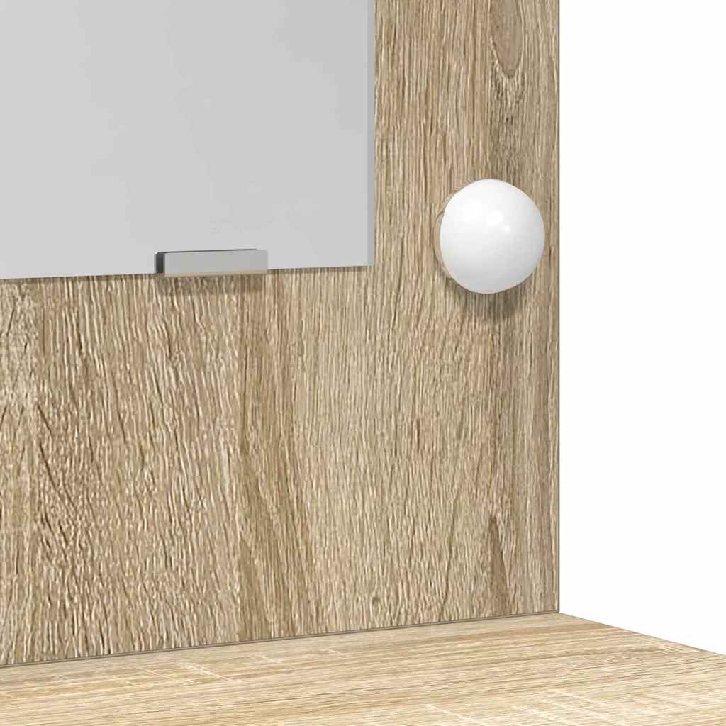 Klædeskab med spejllys med skuffe 2 pcs Brun Konstrueret træ