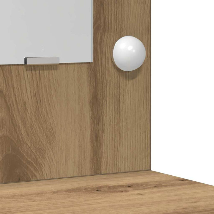 Klædeskab med spejllys med skuffe 2 pcs Brun Konstrueret træ