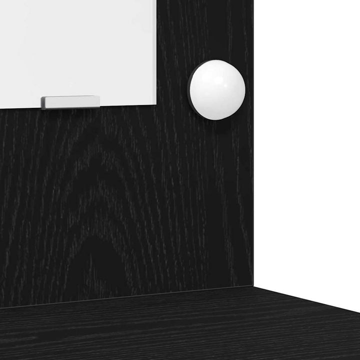 Makeupbord sæt med LED med skuffe 3 pcs Sort eg Konstrueret træ