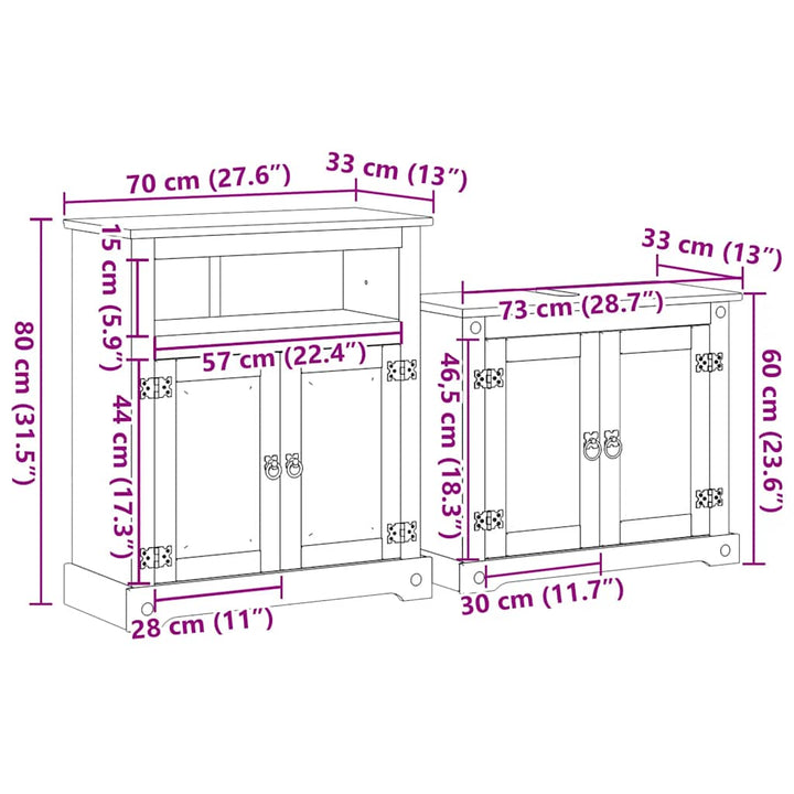 2-delt badeværelsesmøbelsæt "Corona" Massivt fyrretræ
