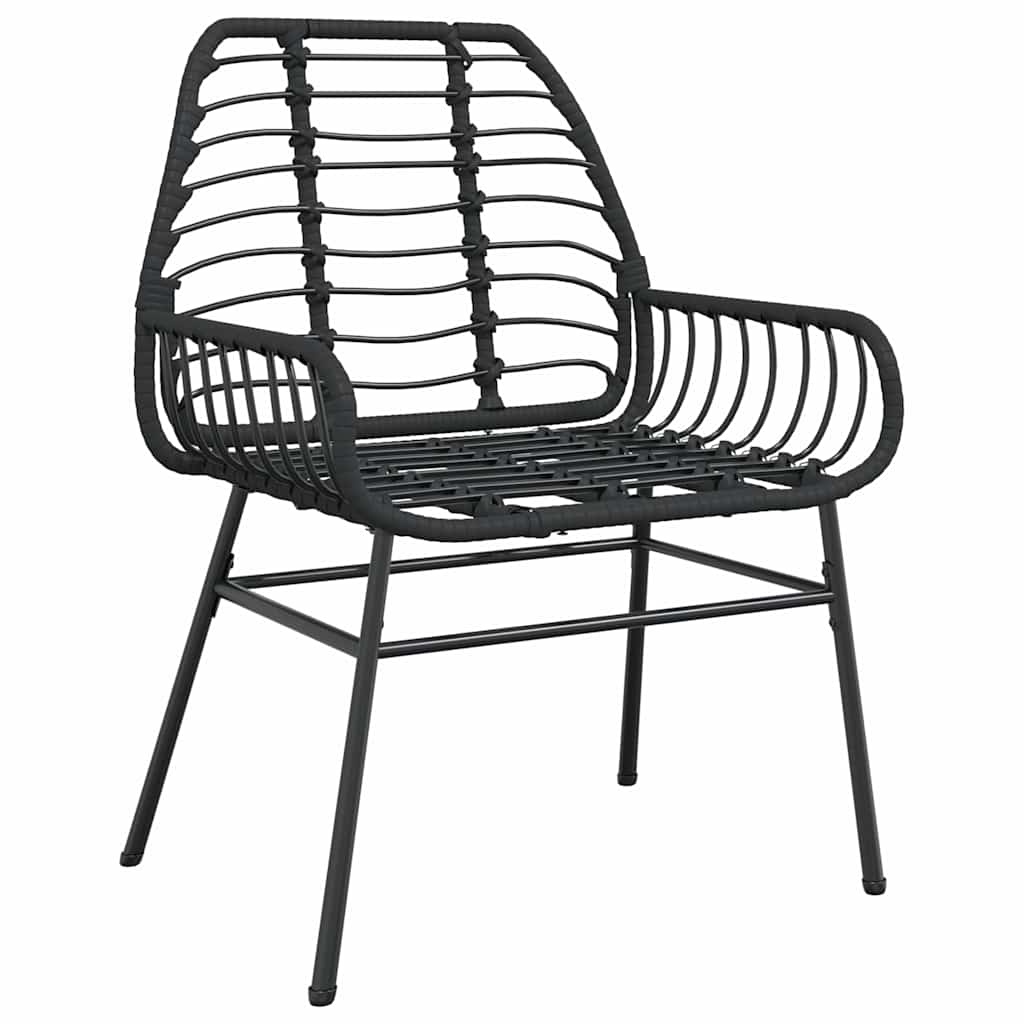 3 dele spisebordssæt til haven polyrattan glas sort