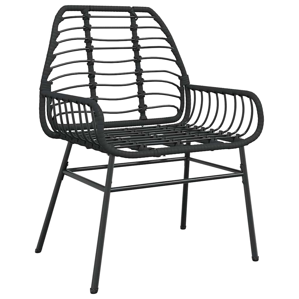 5 dele spisebordssæt til haven polyrattan glas sort