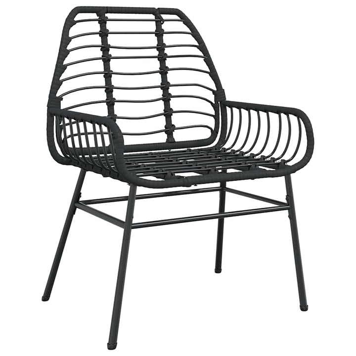 5 dele spisebordssæt til haven polyrattan glas sort