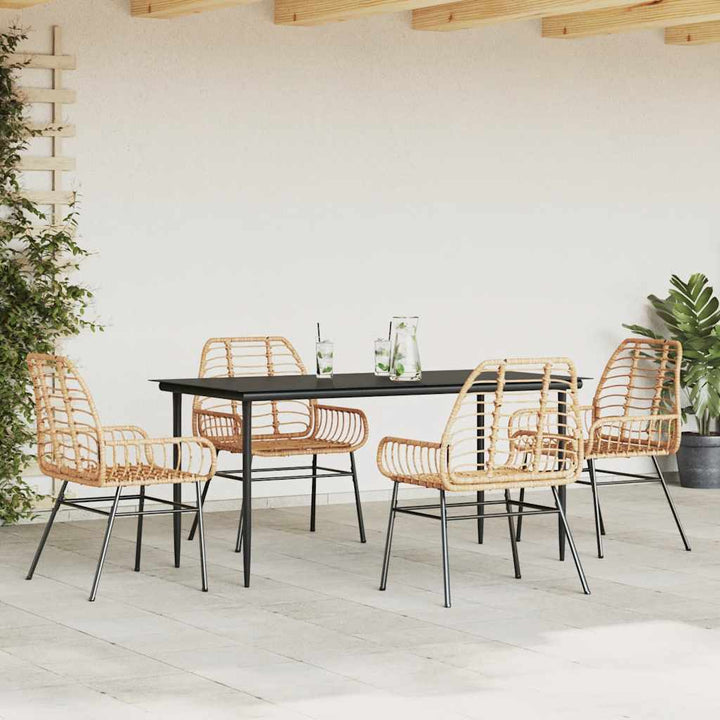 5 dele spisebordssæt til haven polyrattan glas brun