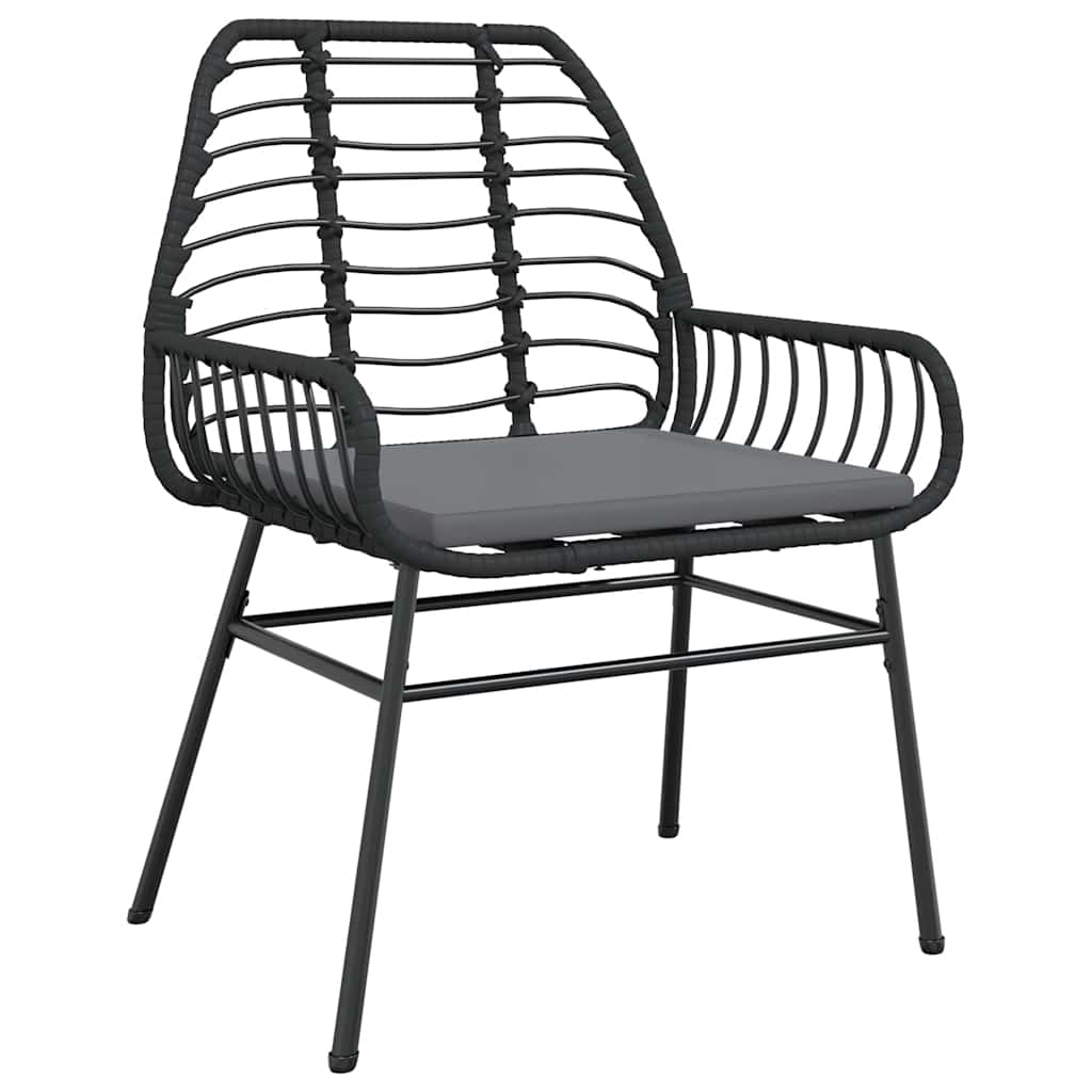 5 dele spisebordssæt til haven m. hynder polyrattan glas sort