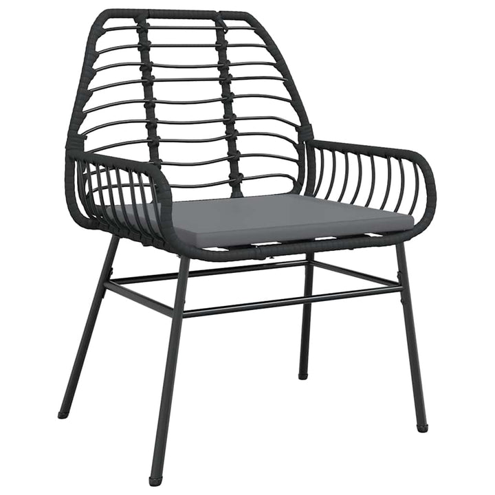 5 dele spisebordssæt til haven m. hynder polyrattan glas sort