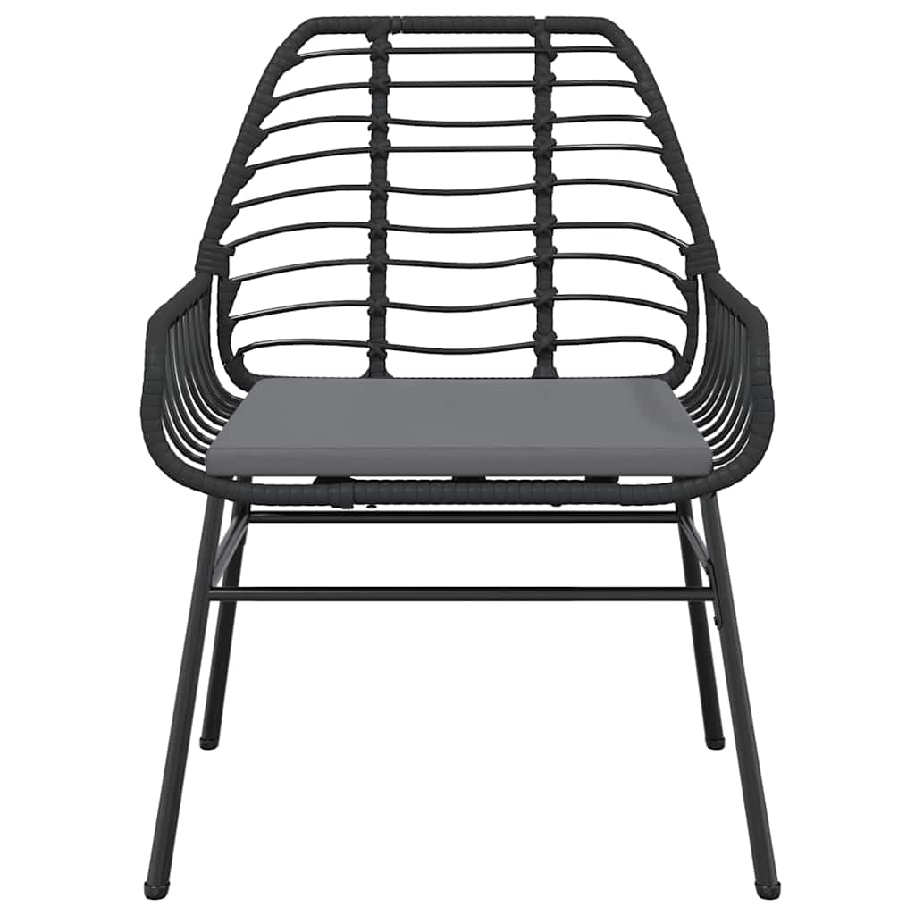 5 dele spisebordssæt til haven m. hynder polyrattan glas sort