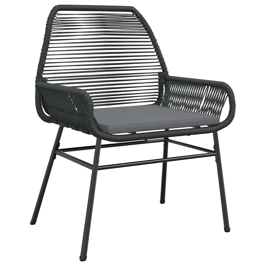 3 dele spisebordssæt til haven m. hynder polyrattan glas sort