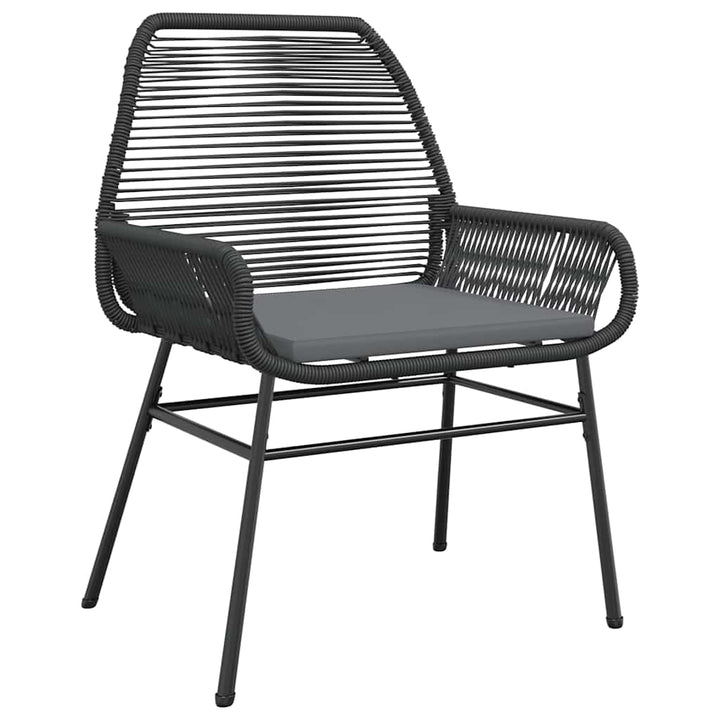 5 dele spisebordssæt til haven m. hynder polyrattan glas sort