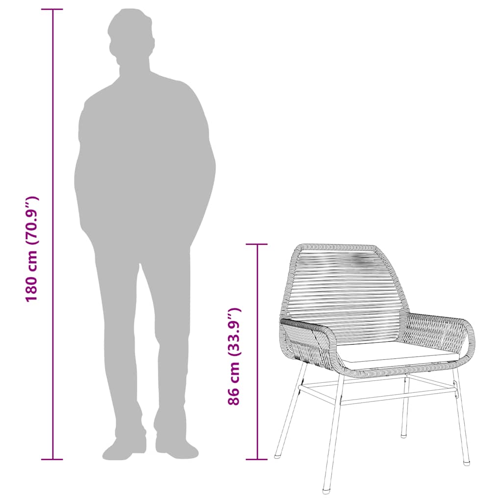 5 dele spisebordssæt til haven m. hynder polyrattan glas brun