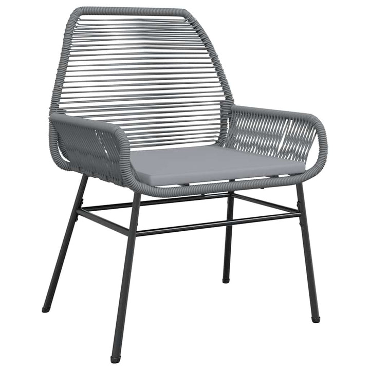 spisebordssæt til haven 3dele med hynder polyrattan glas grå