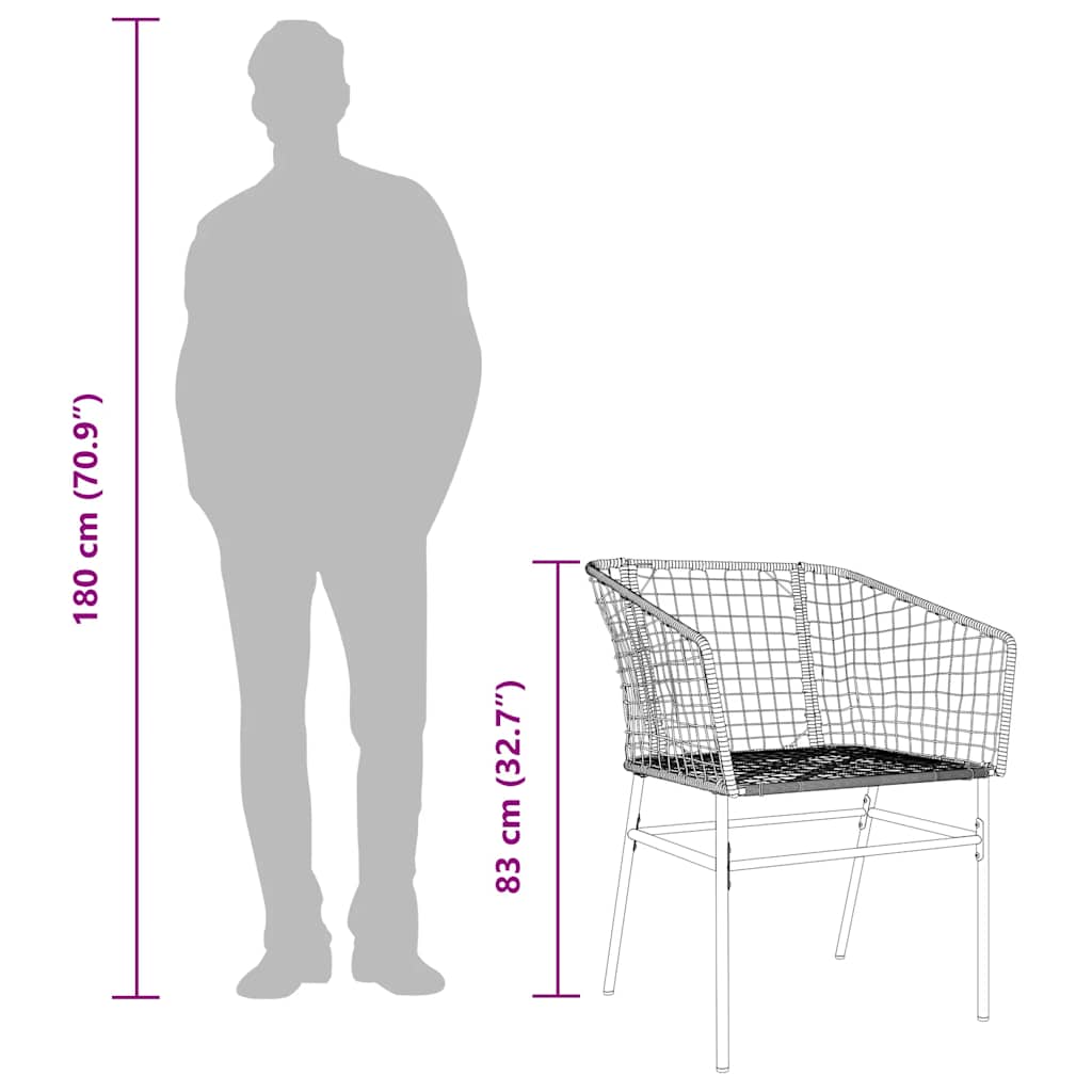 7 dele spisebordssæt til haven polyrattan glas brun