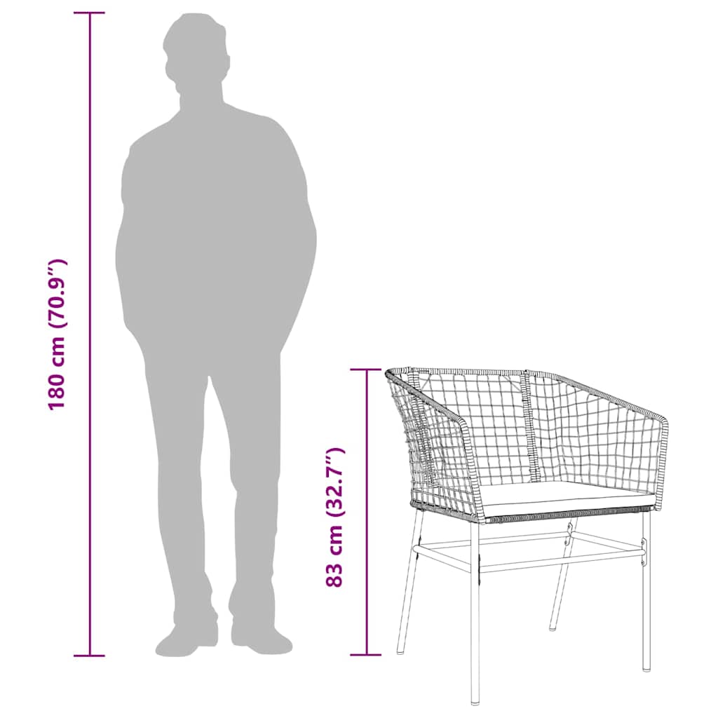 3 dele spisebordssæt til haven m. hynder polyrattan glas sort