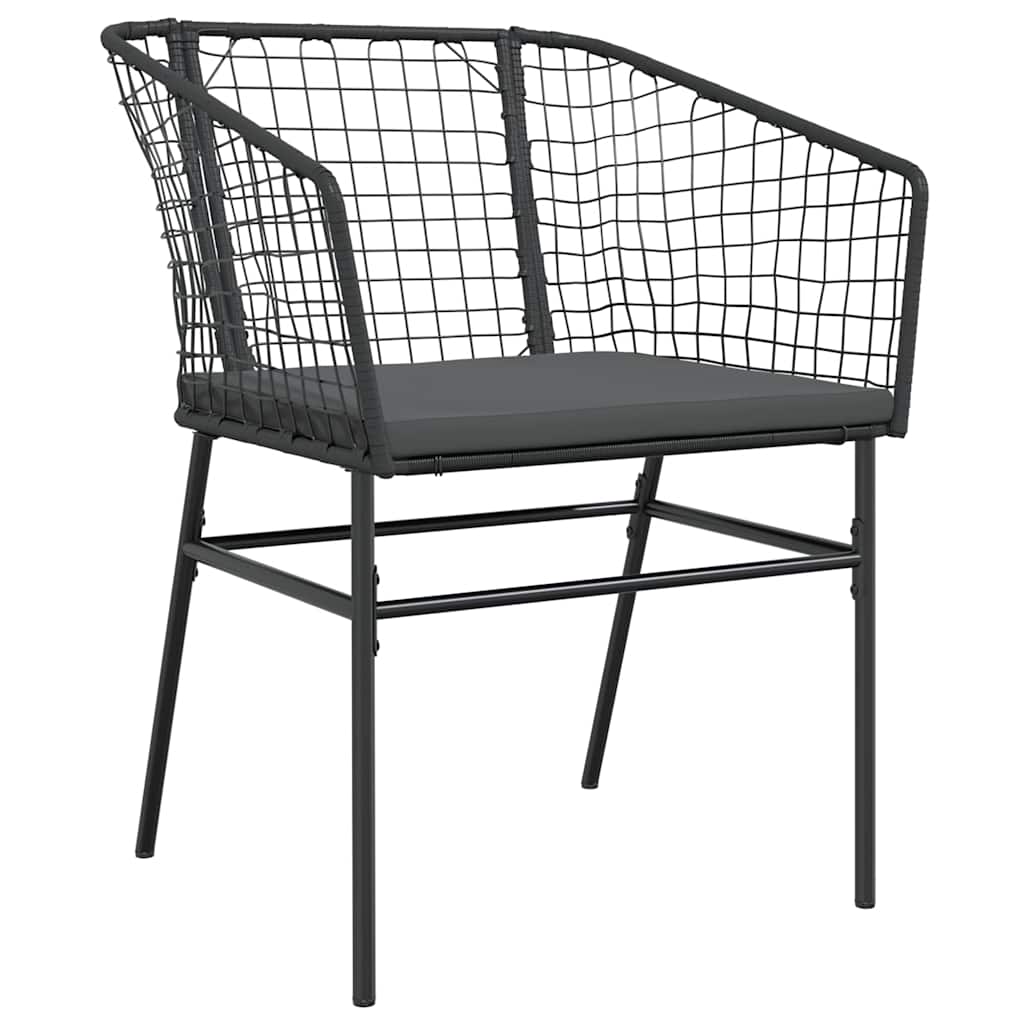 7 dele spisebordssæt til haven m. hynder polyrattan glas sort