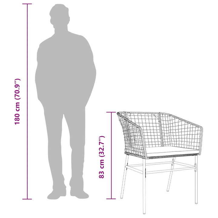 3 dele spisebordssæt til haven m. hynder polyrattan glas brun