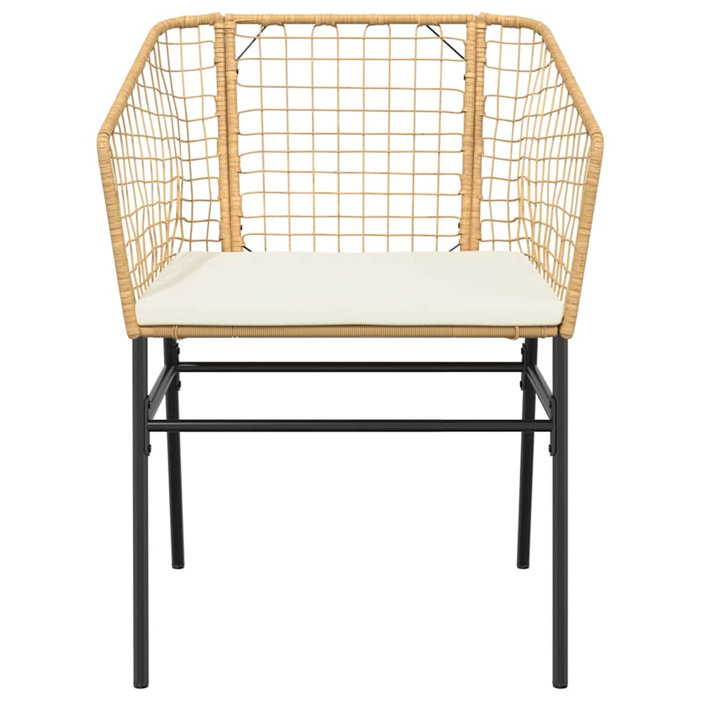 5 dele spisebordssæt til haven m. hynder polyrattan glas brun