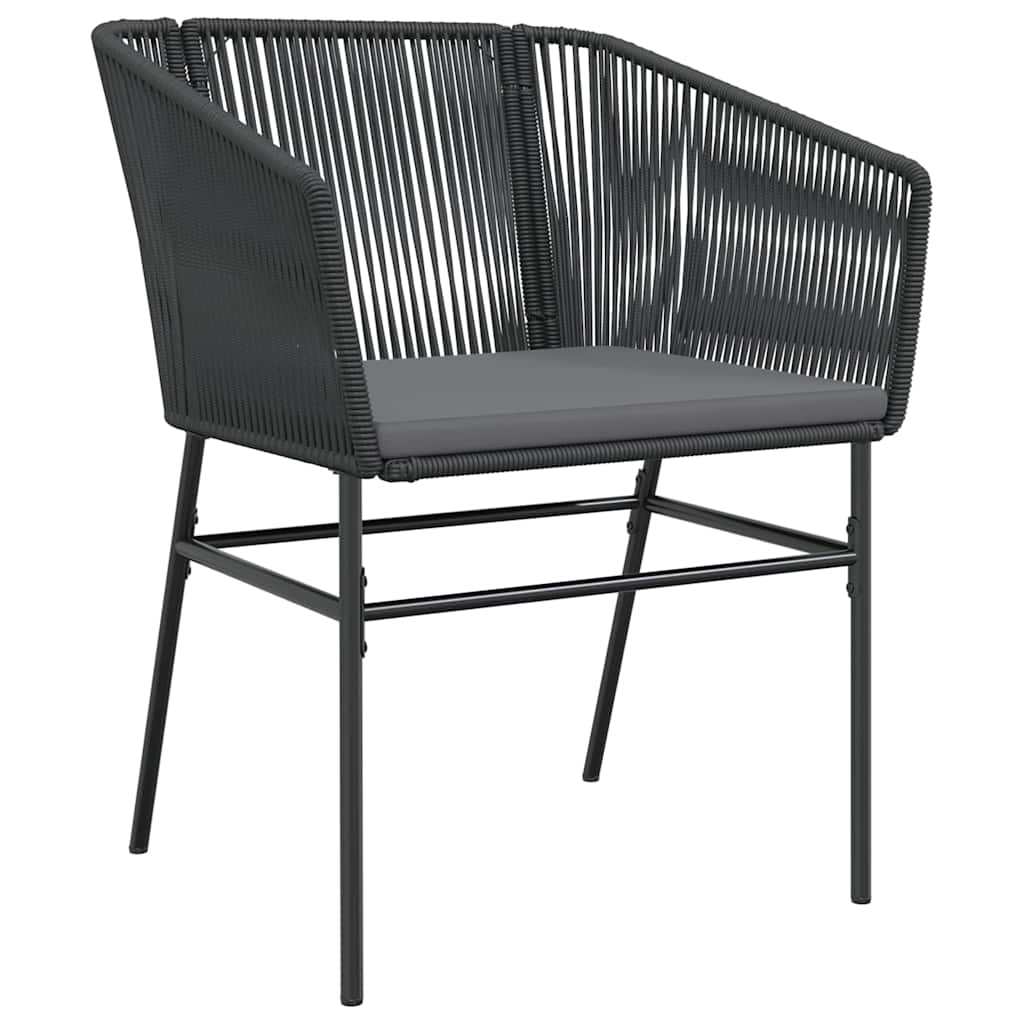 3 dele spisebordssæt til haven m. hynder polyrattan glas sort