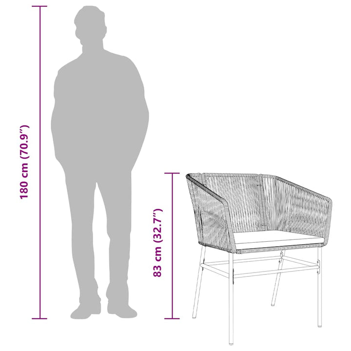 5 dele spisebordssæt til haven m. hynder polyrattan glas brun